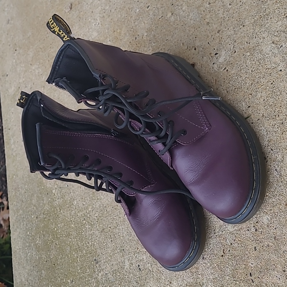 Dr. Martens Rare Plum Leather Delaney Boots